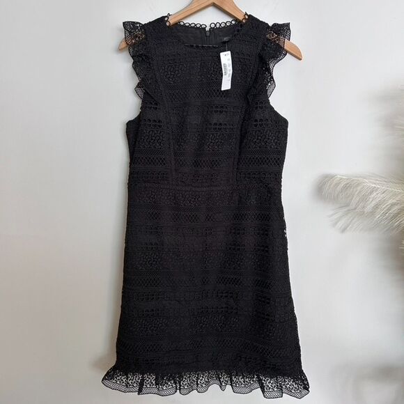 J.Crew Cap-sleeve ruffle dress in mixed lace - Picture 1 of 11